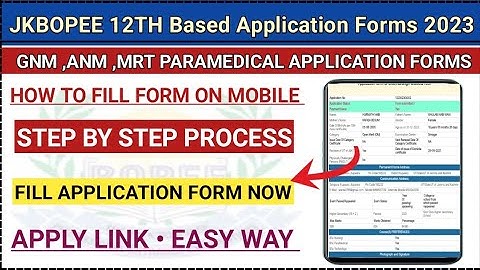 Jkbopee 12th Based Application Forms How To Fill Application Form on Mobile Online Link Step By Step