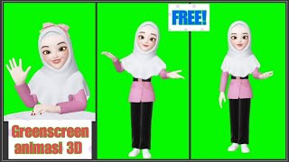 Free download/ Greenscreen Animasi 3D Muslimah Berhijab