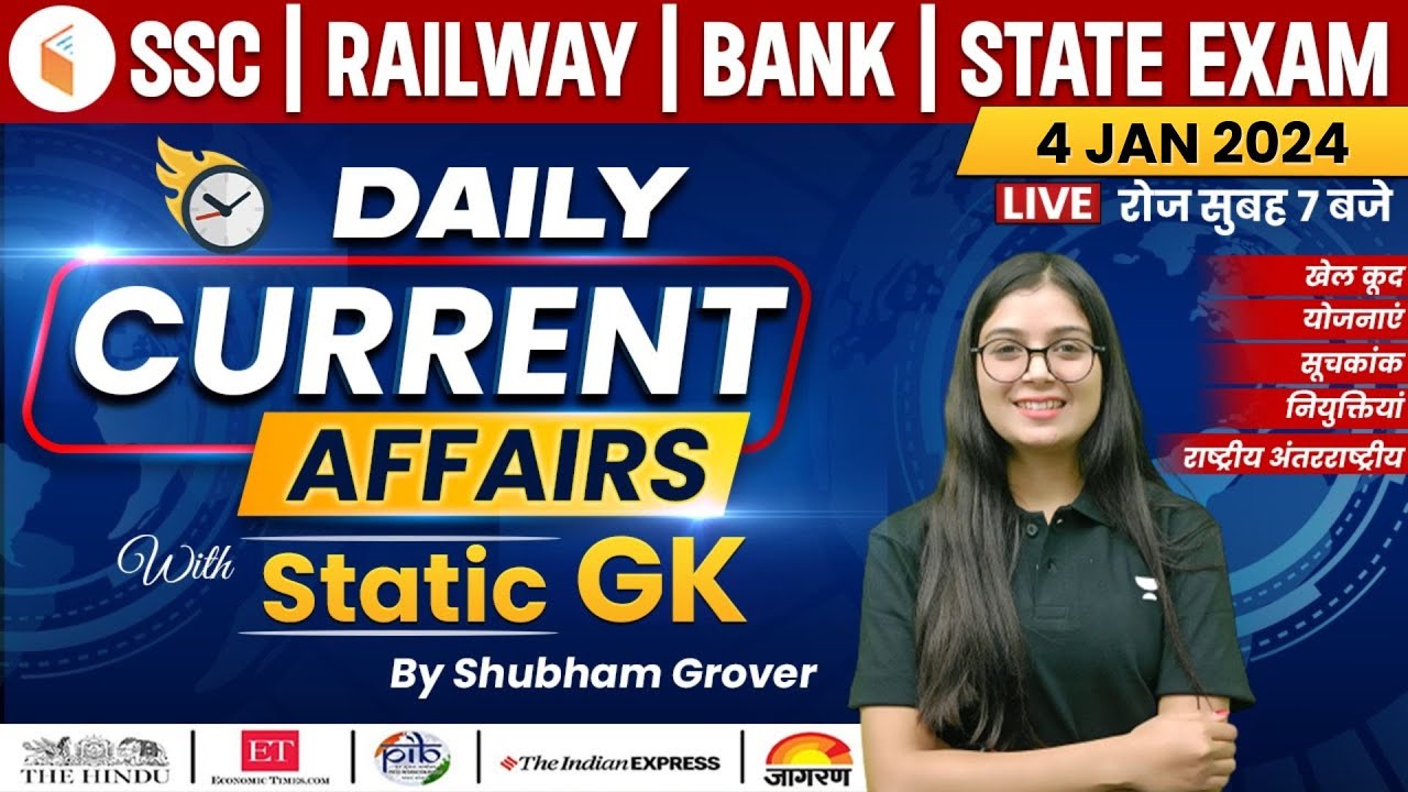 4 January 2024 Daily Current Affairs | STATIC GK Important Questions ...