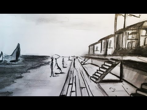 one point perspective drawing landscape