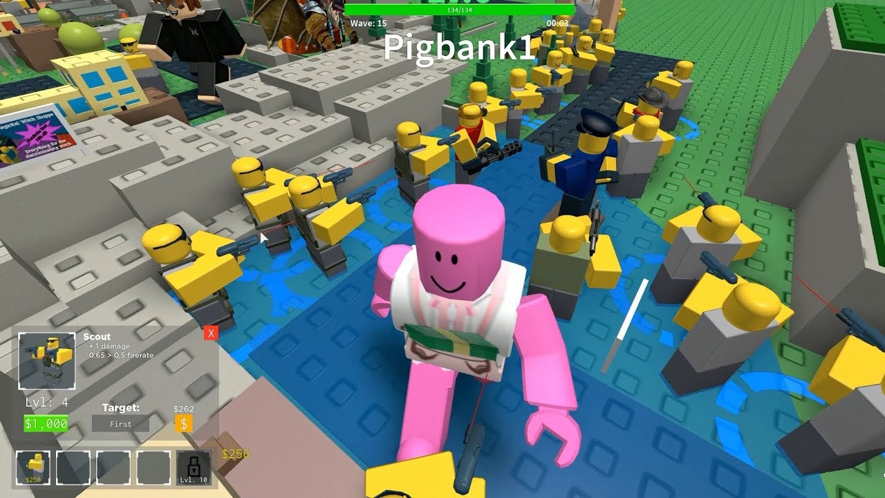 [로블록스(Roblox)] 몰려오는 좀비들을 막아야해요!!! 가랏 노랑이 타워!! 타워디펜스 간단 리뷰 & 플레이 영상