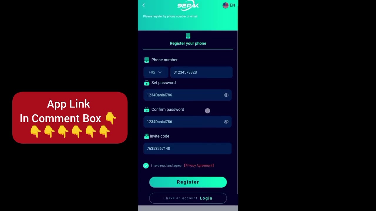 92Pak game me Register kare | 92 pak game me Account kaise banaye| 92 pak invite code