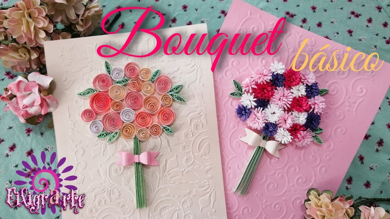 💐 BOUQUET sencillo y rápido en filigrana de papel. NIVEL BÁSICO Paso a paso