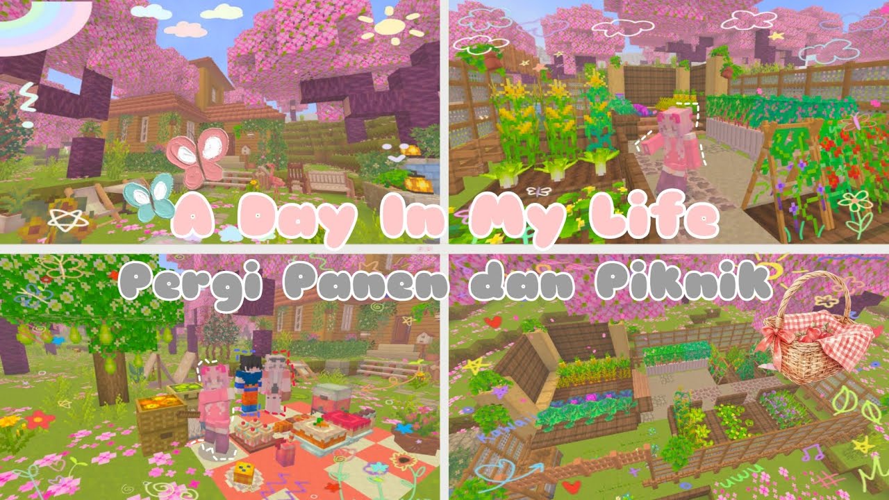 ꒰๑‧̮ૣ 🏕 A Day In My Life || Pergi Panen dan Piknik di Kabin Imut 🌱⛏️ #minecraft #kawaiiworld #fyp