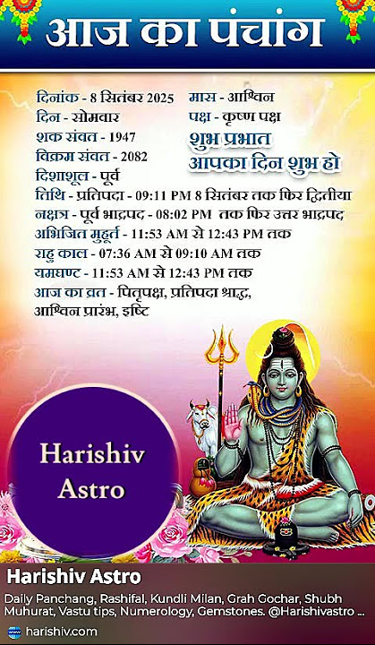 Aaj Ka Panchang | Today Tithi, Nakshatra, Yog | Today Panchang #shortsfeed #trendingshorts