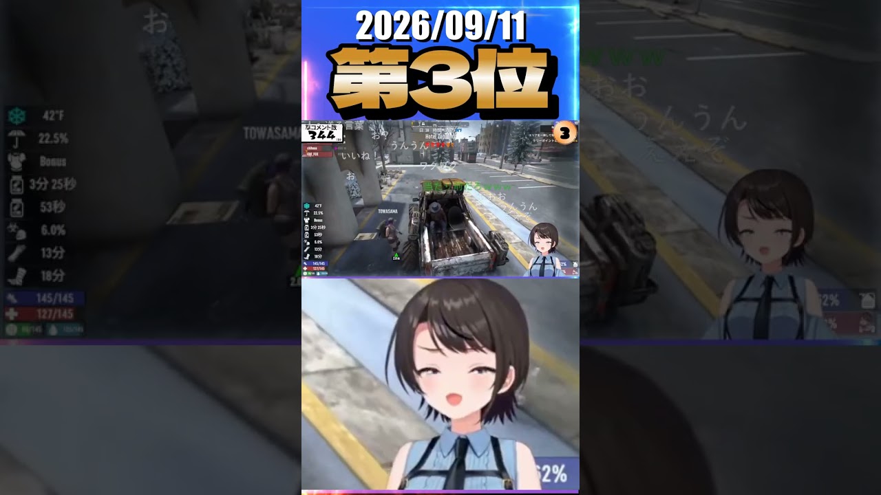 9/11 草コメント数ランキング第3位 #大空スバル 0時間23分ごろ