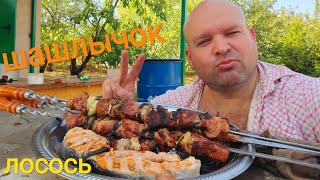 видео: МУКБАНГ шашлык из свинины и лосось на углях/ОБЖОР дачный картинка: МУКБАНГ шашлык из свинины и лосось на углях/ОБЖОР дачный