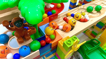 Satisfying Marble Run with Haba Wave Wooden Slopes & Building Blocks (No Talking ASMR)