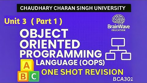 CCSU BCA 3rd Sem | OOPS Unit-3 (Part 1) Full Revision | One Shot | Exam Preparation