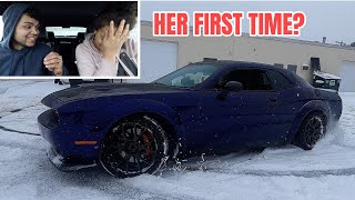 Wife attempts to drive Manual Hellcat!! (Hilarious & EPIC Burnout!)