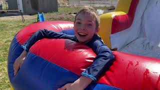 Giant Inflatable Waterslide on a cold day!