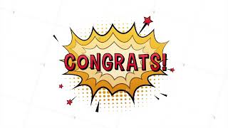 Comic speech bubbles with text congrats. Vintage cartoon illustration. Symbol, sticker tag, special