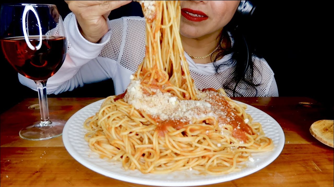 ASMR:Spaghetti with tomato sauce | Mukbang #okieasmr