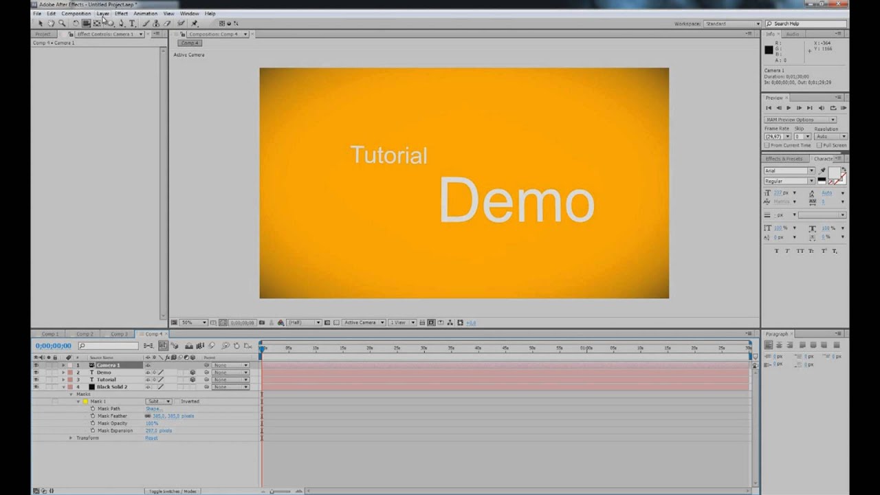 Adobe After Effects Tutorial | 3D Eben, Kameras und Nullobjekte - YouTube
