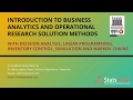 Introduction to Business Analytics and Operational Research Solution Methods - Statswork