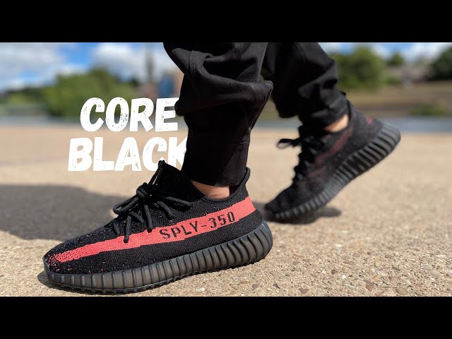 Worth it?! Yeezy 350 Core Black Red Review & On Foot - YouTube
