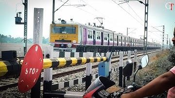 Conventional Aerodynamic EMU Local Train Skipping The Rail Road At Afternoon