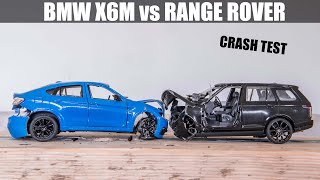 Car vs Car Crash Test - Model BMW X6M vs RANGE ROVER - Crash 80mph