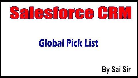 SalesForce CRM | Global Pick List | by Sai Sir