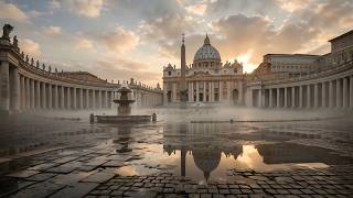 10 Hours Baroque Ambience • St. Peter's Square Heavy Rain & Wind for Sleep & Relaxation