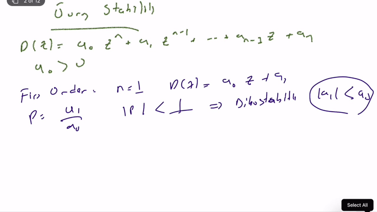 Discrete-Time-Systems - Jury Stability Test - Low Order Systems (Lecture 8 - Part I)