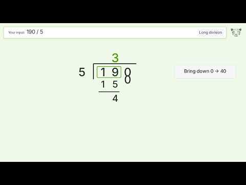 Long Division Problem 190/5: Step-by-Step Video Solution