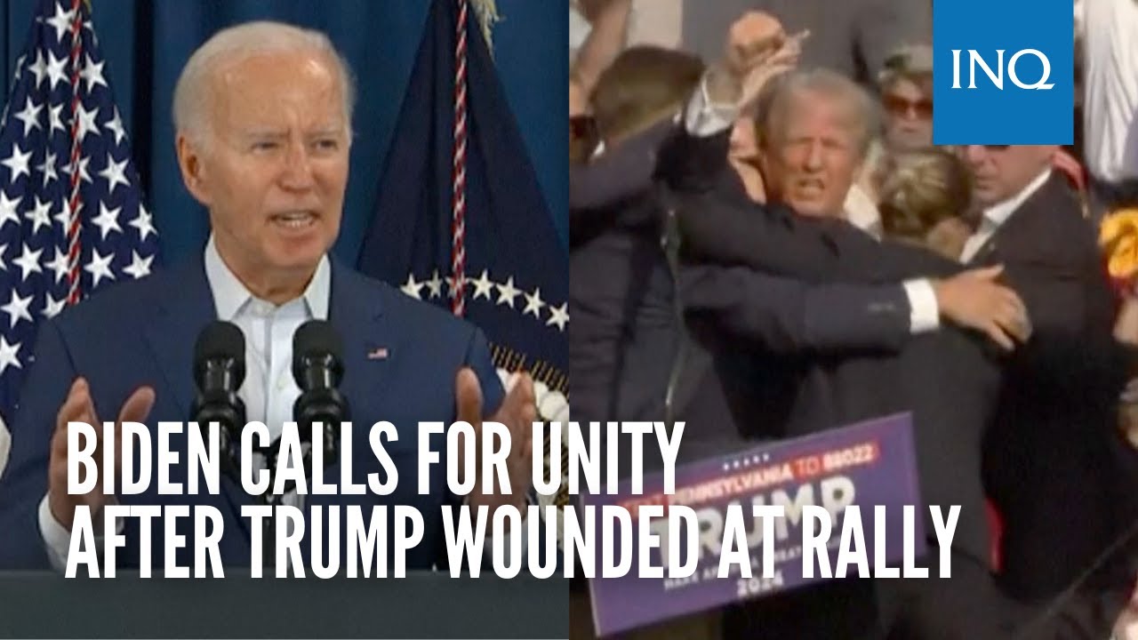 Biden calls for unity after Trump wounded at rally - YouTube