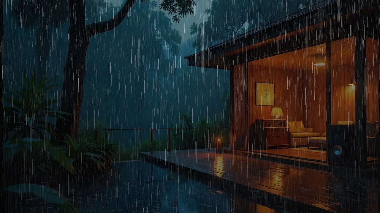 Soft Gentle Rain Over the Forest Cabin Roof – Cozy Night Ambience ...