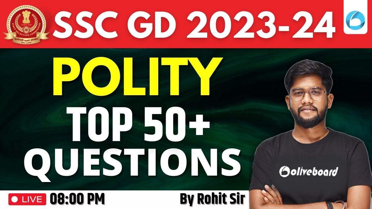 SSC GD 2023-24 | Top 50 Polity Questions | GK/GS | Polity Quick ...
