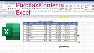 how to create purchase order in ms Excel tutorial