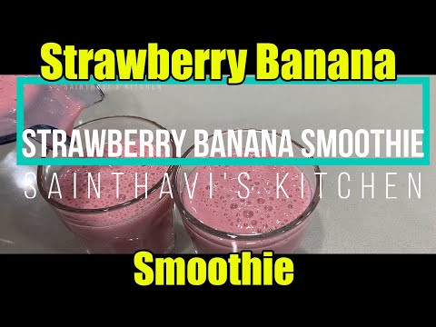 how-to-make-strawberry-banana-smoothie-in-1-min-|-sainthavi's-kitchen