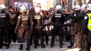 4K Uhd - Riot Police Officers Push Back Protesters