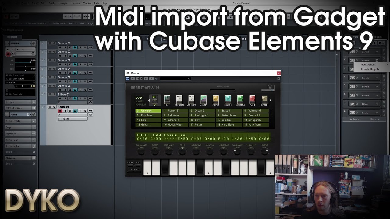 Midi import from Gadget with Cubase Elements 9 YouTube