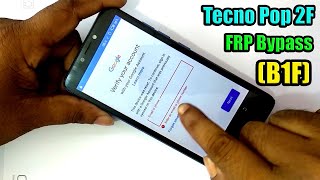 Tecno Pop 2F FRP Bypass | Tecno Pop 2F (B1F) Google Account Unlock | Tecno B1F unlock   Without PC |