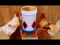 Como hacer comedero para gallinas, pollos con un balde y botellas de plástico