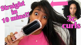 Can a Brush Straighten My Curly Hair?! \/\/ L’ange Le Vite Straightening Brush Review on Natural Hair