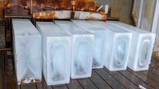 Изготовление гигантских ледяных блоков - Тайваньский завод ледяных блоков