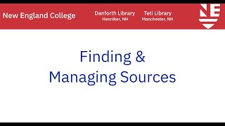 Finding and Managing Sources