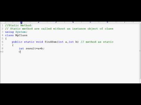 C Sharp tutorial || Part9 || Static Method
