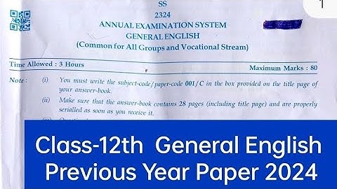 12th Class General English Board Exam 2025 Full Solved l Pseb Class12 General English Paper #pseb​