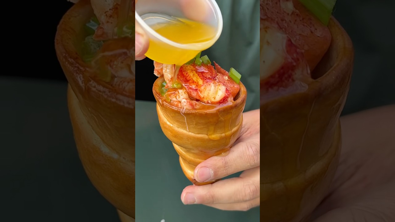 The BUTTERY LOBSTER CONES from Red Hook Lobster in Bryant Park’s Winter Village NYC! 🦞 #DEVOURPOWER