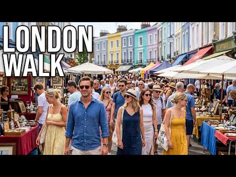 🇬🇧 LONDON WALK 🔥 Portobello Road Market & Notting Hill | Crowds, Shops & Street Life 4K