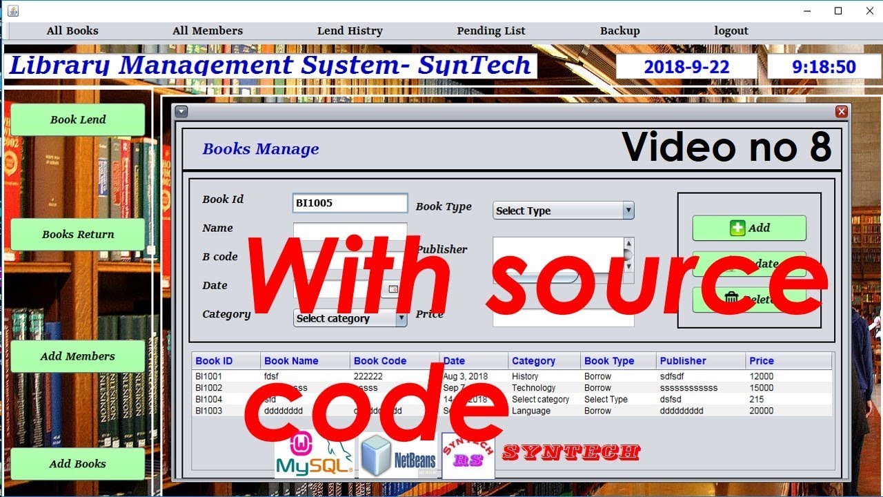 library management system in java