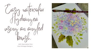 Easy watercolor Hydrangea using an angled brush