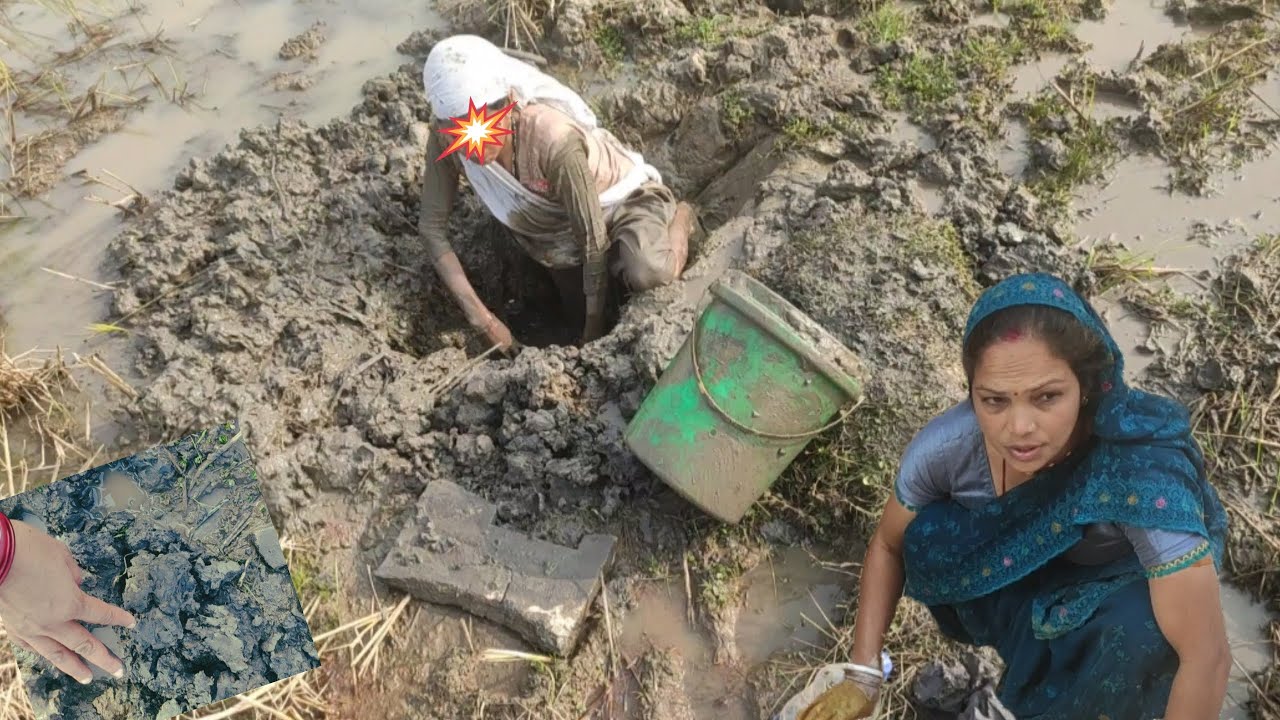 कच्चे घर की लिपाई मिट्टी कैसे जगहों से लेकर हम गांव की महिलाएं जाती हैं 🤷 | kichad ke andar mittee |