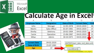 #Calculate age in excel sheet || age calculator formula || hindi/urdu