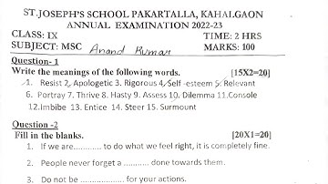 ICSE MORAL SCIENCE | CLASS 9 | ANNUAL EXAMINATION | QUESTION PAPER | 2022-2023 | FINAL EXAM PAPER