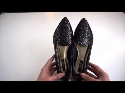 Open Box Black Glitter Camilla Loafer women pointy flat shoes