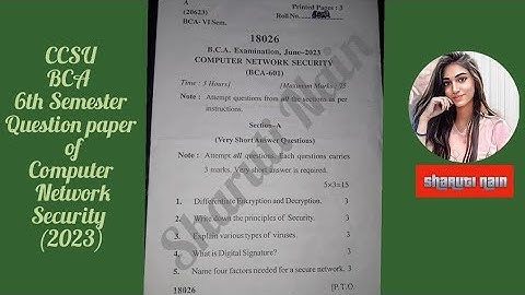 Chaudhary Charan Singh University BCA 6th semester question paper of computer network security 2023