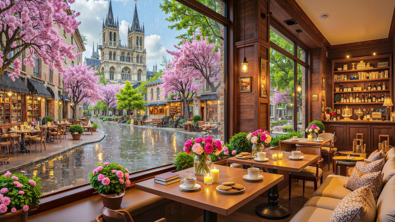 Gentle Rain & Cozy Coffee Shop Music ☕ Positive Jazz Piano & Rain Sound for Work, Study and Relax